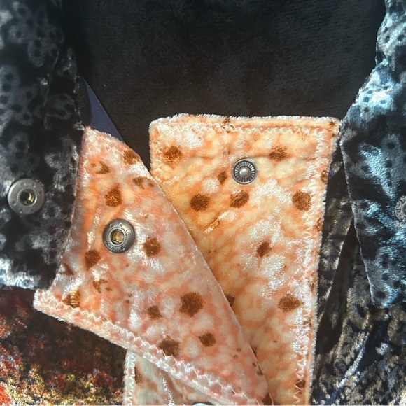 Free People Vancouver Velvet Button Down Shacket Small Multicolor Snap Closure - Picture 6 of 14